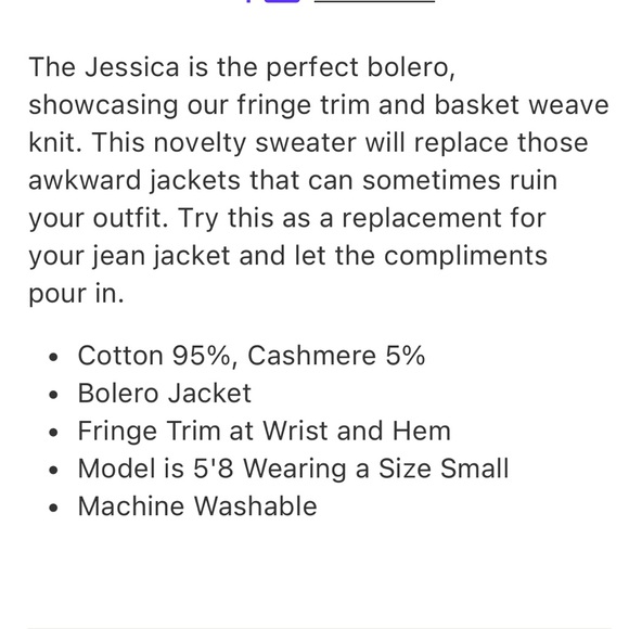 Burgess “The Jessica” Fringe Cashmere Cotton Bolero Cardigan Shrug in Sable - L - Picture 14 of 15